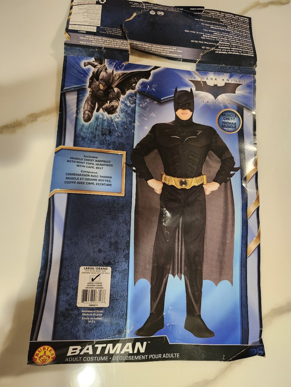 Rubies Batman Dark Knight Adult Large Muscle Chest Costume Jumpsuit Only